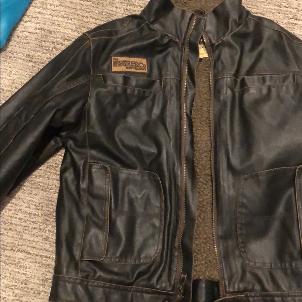 Brown biker leather jacket